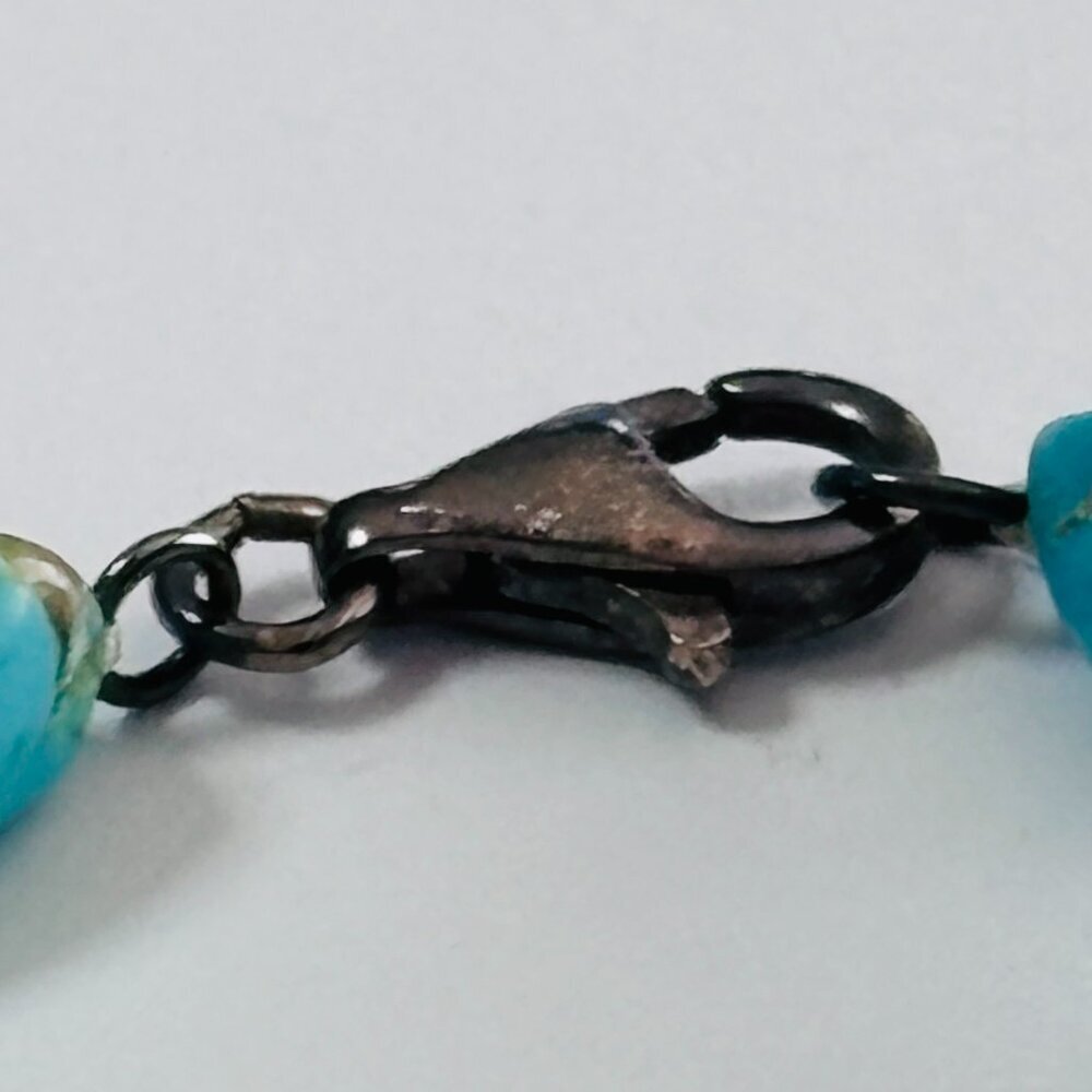 Turquoise Nugget Bead Bracelet Silver Tone Clasp Southwestern Boho - Picture 5 of 7